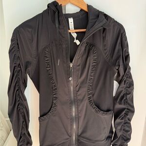 Lululemon Black Utility Jacket with Hooded Design and Slim Fit